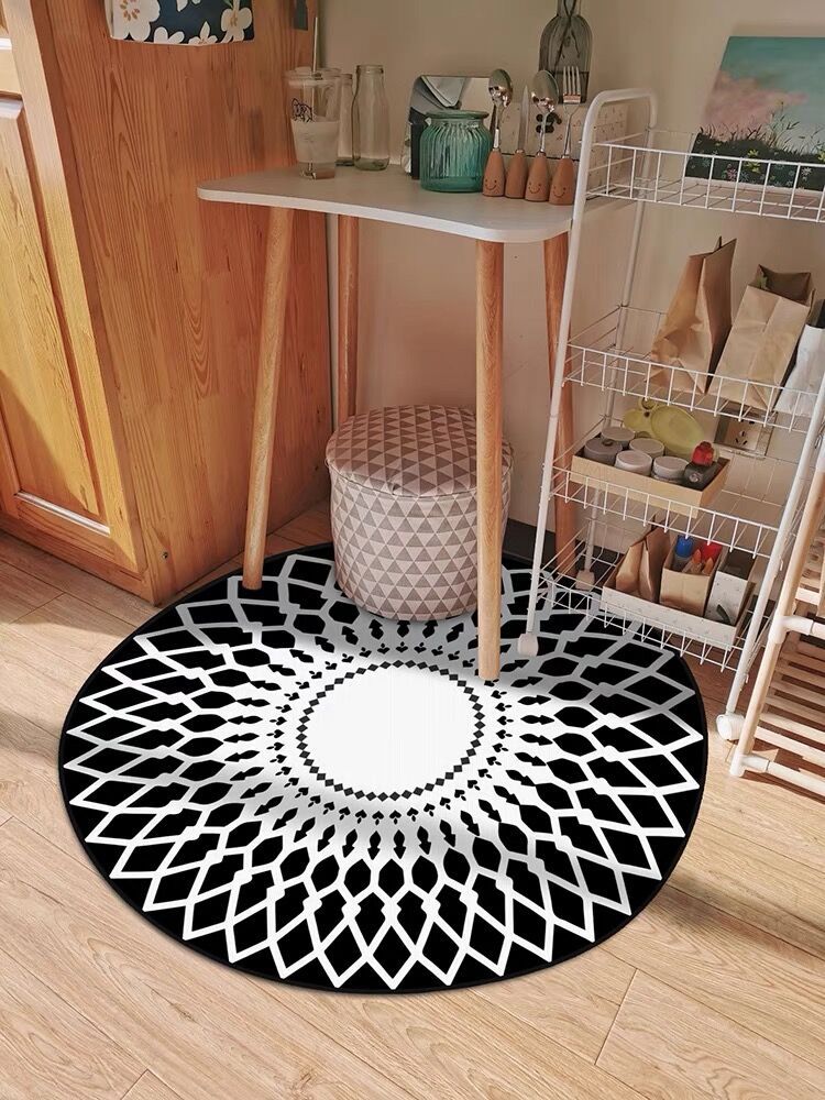 Nórdico abstracto ins estilo sala de estar mesa de café estera dormitorio habitación redonda cristal terciopelo alfombra absorbente antideslizante colgante cesta estera