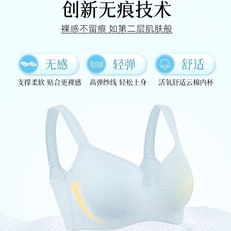 シュガーグレイン滑らかシームレス下着プッシュアップ副乳縮小たるみ防止大きいサイズのブラジャー大きな胸を小さく見せる夏通気性ブラジャー|undefined
