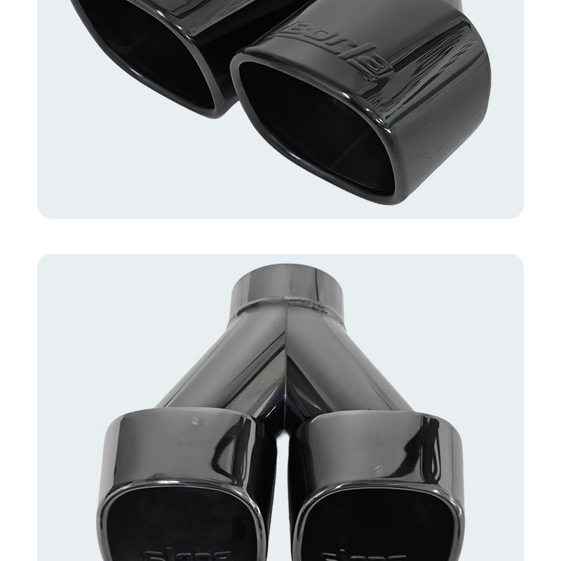 Stainless steel exhaust pipe tail tip modification universal direct exhaust bright black dual outlet tail tip car exhaust pipe decorative accessory