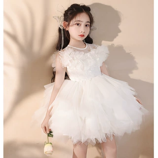 高端轻奢小众女童生日礼服儿童主持人花童宝宝婚礼钢琴演奏公主裙