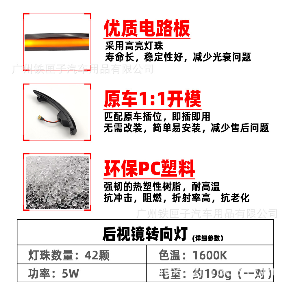 Para Ford LED espejo retrovisor dinámico luz de señal de giro para Ford Kuga KugaEscapeEcoSport