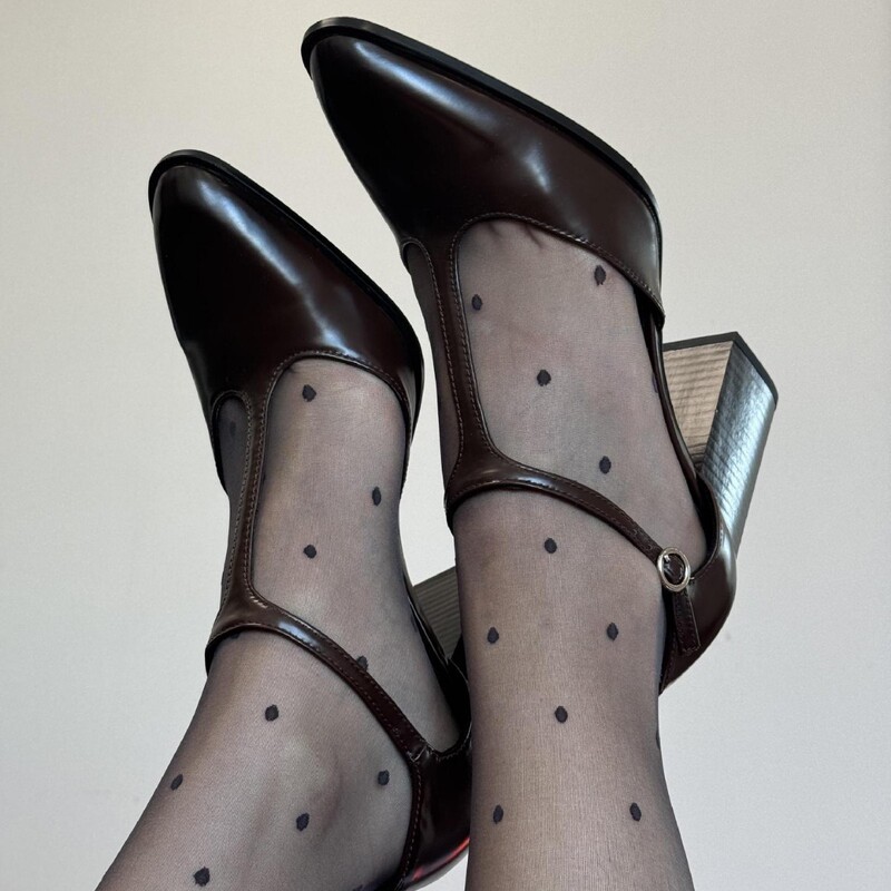 Sheepskin 2025 New French Retro Mary Jane Women's Pointed Thick Heel Shallow Mouth Single-layer Shoes Not Tired High Heel Shoes