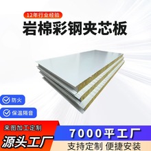 50㎜防火机制彩钢夹芯板 保温复合隔墙净化车间净化岩棉夹芯板