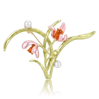 新款中式优雅草本花胸针轻奢高级感珐琅滴油花朵别针：BR6049