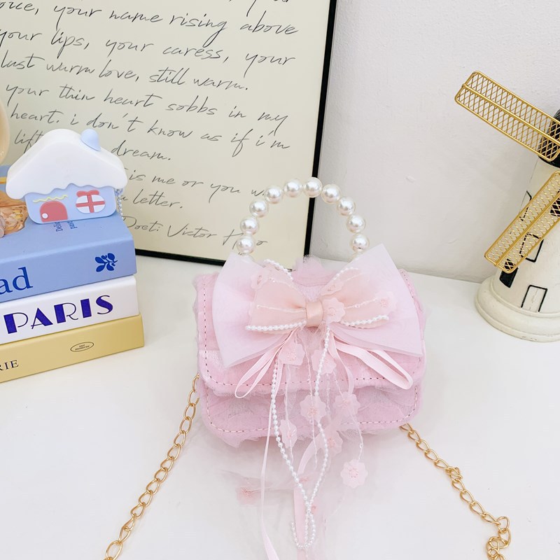 Bolsos de moda coreana para niños de perlas, bolsos de mano de perlas, bolsos de hombro para chicas lindas.