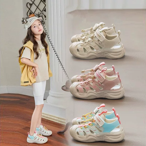 Girls' Sports Sandals 2026 Summer New Style Children's Closed-Toe Beach Shoes for Older Girls Soft-Soled Lightweight Shoes
