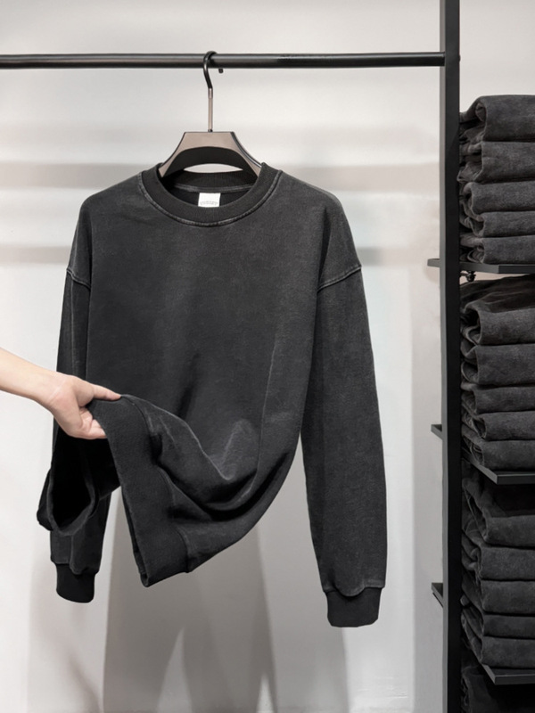 Cross-border American-style Retro Flying Trapeze Jordan Print Batik Round Neck Sweatshirt High Street Loose Fashionable Washed Sweatshirt