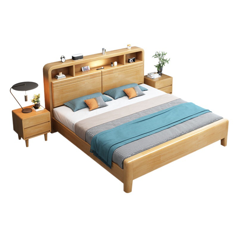 Hogar de madera maciza pequeño apartamento 1,8 m nórdico doble dormitorio principal almacenamiento boda cama moderna minimalista 1,5 cama y desayuno cama de madera
