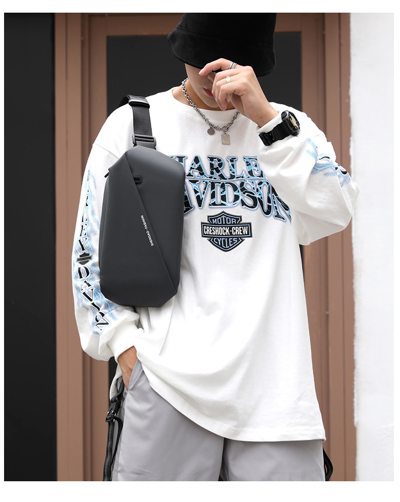 New cross-border men's waist bag, outdoor sports mobile phone bag, multi-functional large-capacity chest bag, casual single-shoulder crossbody bag undefined
