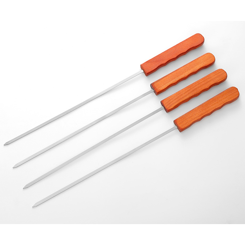 Juego de Parrilla para Barbacoa de Acero Inoxidable, Portátil, con Estuche de Plástico y Mango de Madera, 18 Piezas, para Acampar al Aire Libre