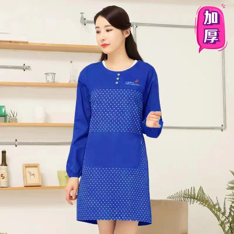 8587 쓰리버튼 피치 도트 블라우스-블루