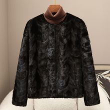 工厂现货2025秋冬新款圆领名媛风裘皮外套海宁轻奢风女式拼貂大衣