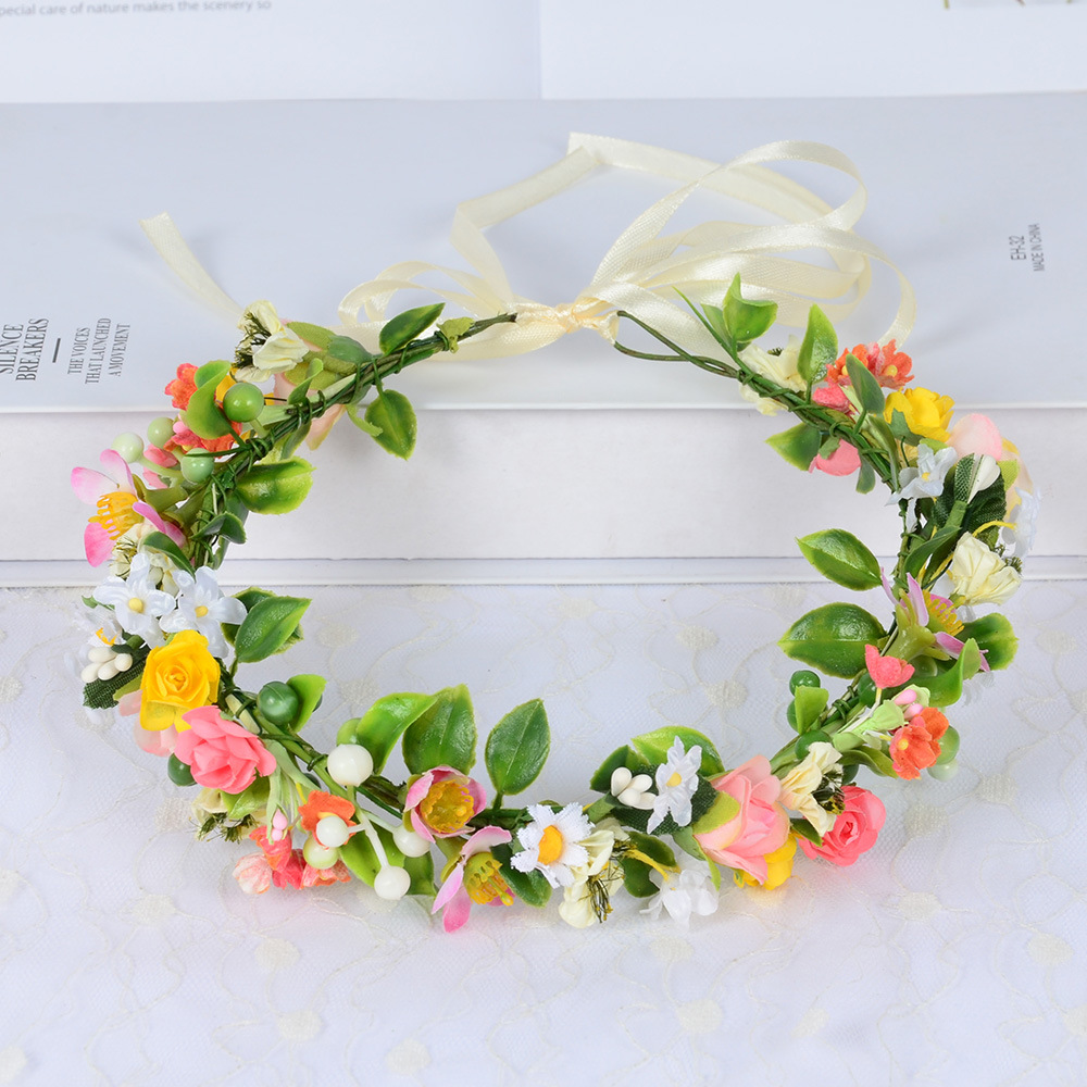 New Princess Children's Fake Flower Headwear Colorful Flower Leaves Garland display picture 2
