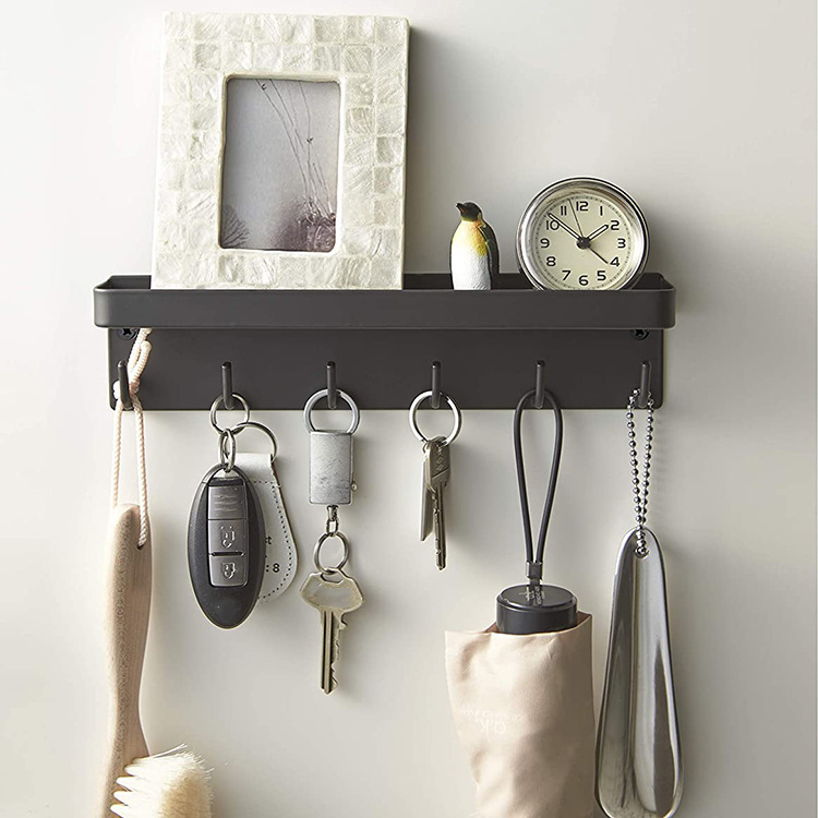 Amazon door rear entry key hook storage rack storage magnetic punch-free living room bathroom self-adhesive hanging