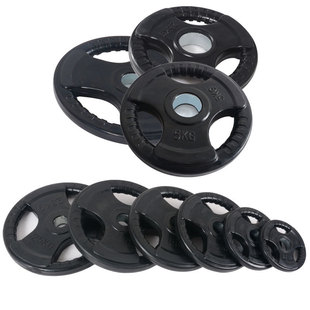 Barbell piece iron-coated paint electroplating pu kg size three holes 5cm hole hand-held dumbbell rubber Olympic Rod Weightlifting