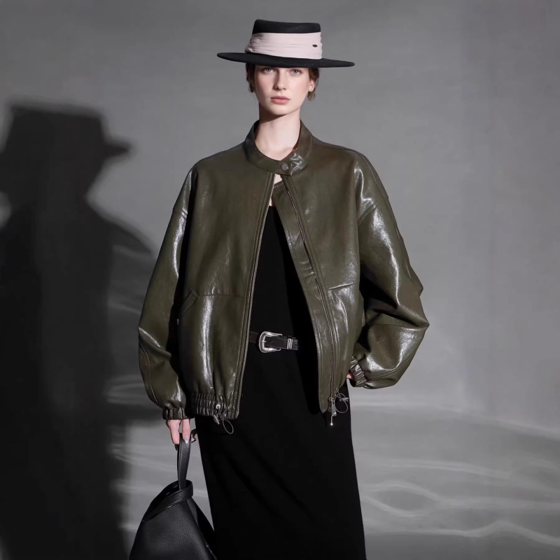 Stylish Biker-Style Sheepskin Leather Jacket for Women, 2026 Spring New Model, High-End Stand-Collar Genuine Leather Jacket, Versatile Short Coat