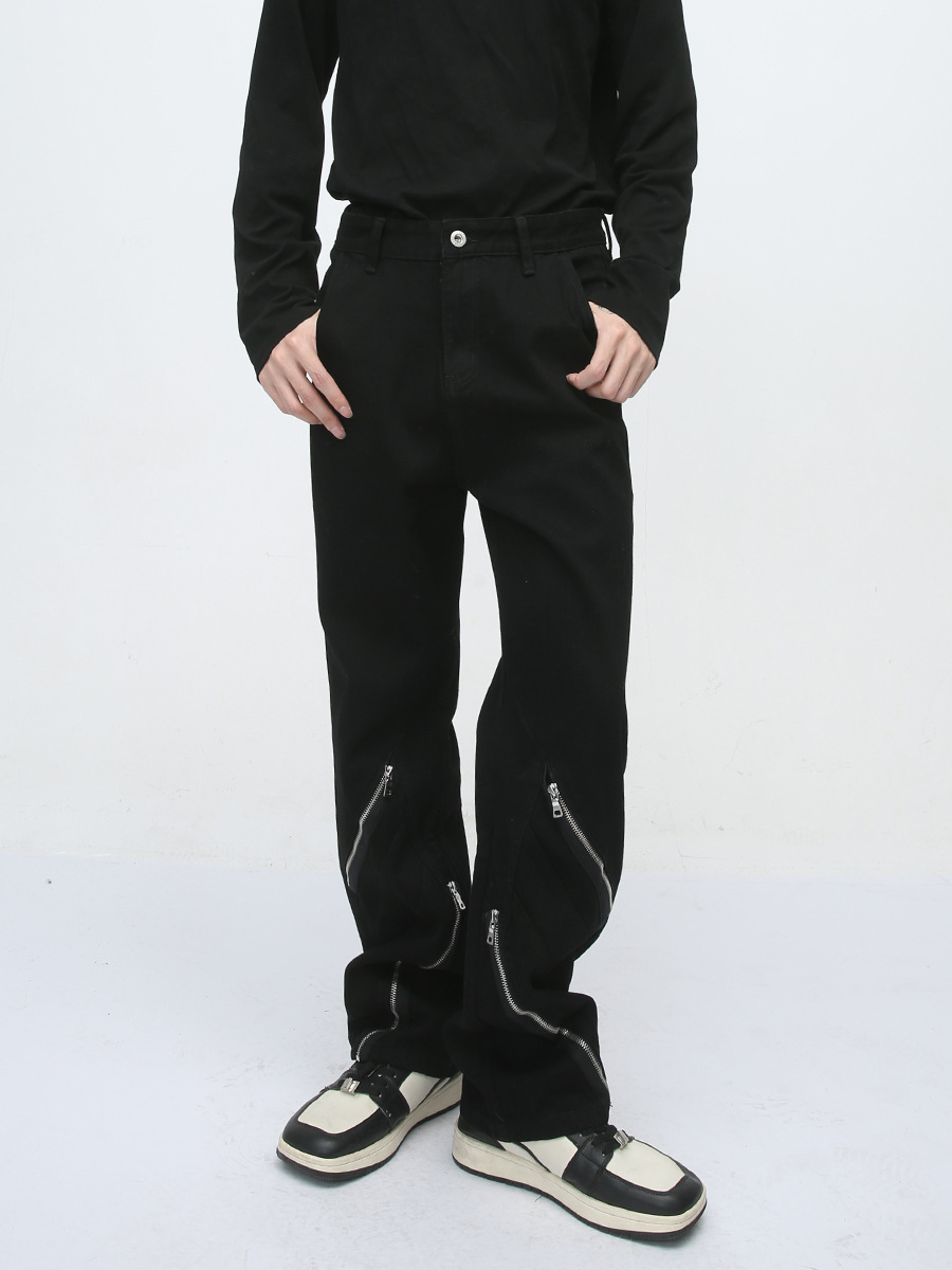 Mtlclothes ropa de hombre | 2024 cuatro estaciones nueva cremallera decoración ins moda marca diseño jeans hombres