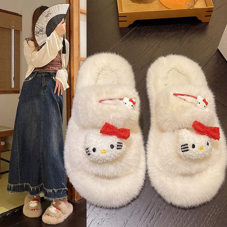 Новые корейские пушистые тапочки в стиле феи для осени и зимы 2025 года: универсальные, милые, повседневные