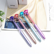 创意大钻石笔彩色水晶流沙碎钻圆珠笔益智仿金属杆学生礼品笔批发