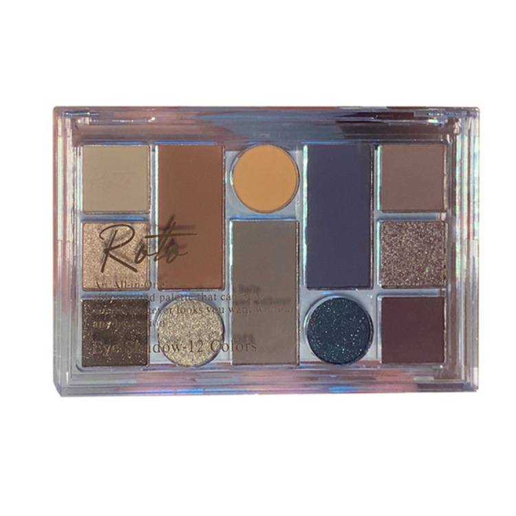 ROTO十二色眼影盘 12色亮片闪粉珠光哑光 小红书眼影抖音直播同款