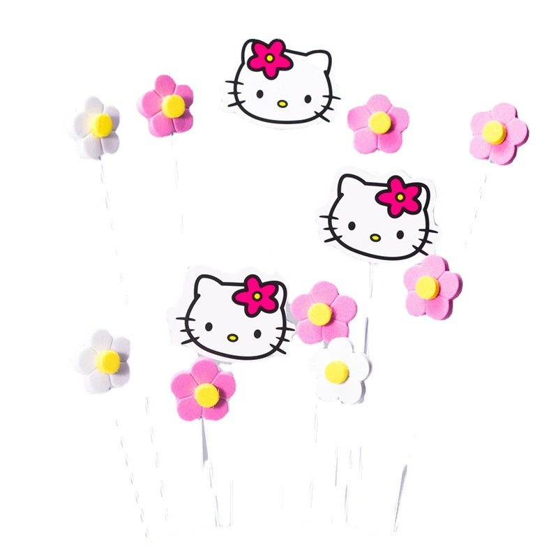 [宝宝生日蛋糕装饰水果KT猫情景烘培摆件创意kitty猫网红]