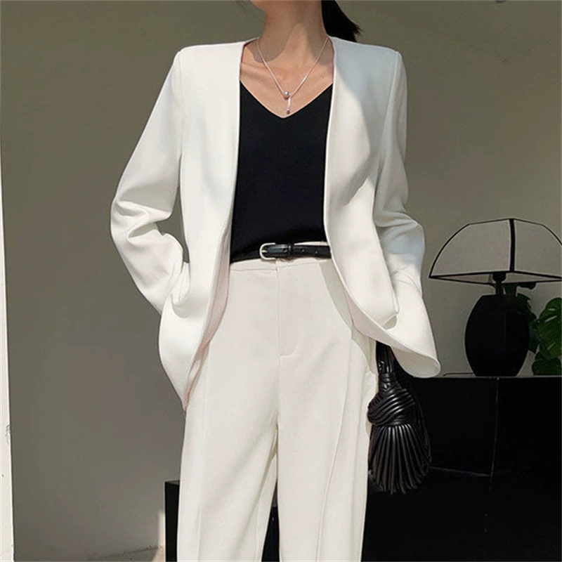 2024 Осень большой размер костюм костюм женский толстый мм свободный повседневный широкий брюки из двух частей маленький пиджак