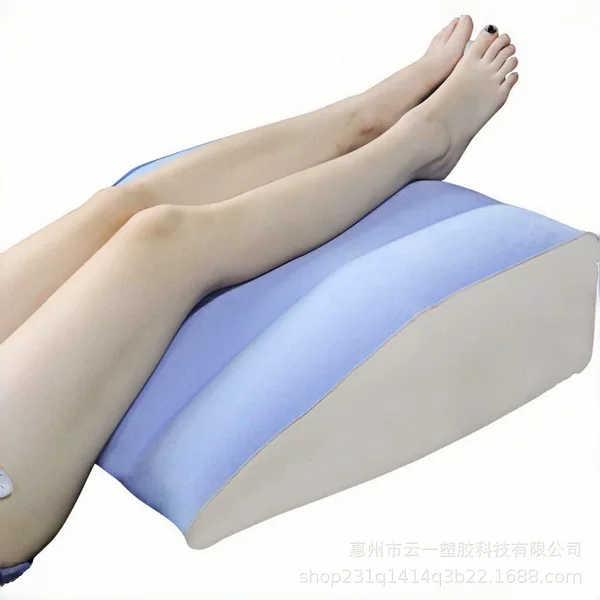 Cross-border best-selling inflatable leg pillow, foot elevation pillow, PVC flocked foot pad, knee rest for relaxation and fatigue relief, trapezoid-shaped leg pad
