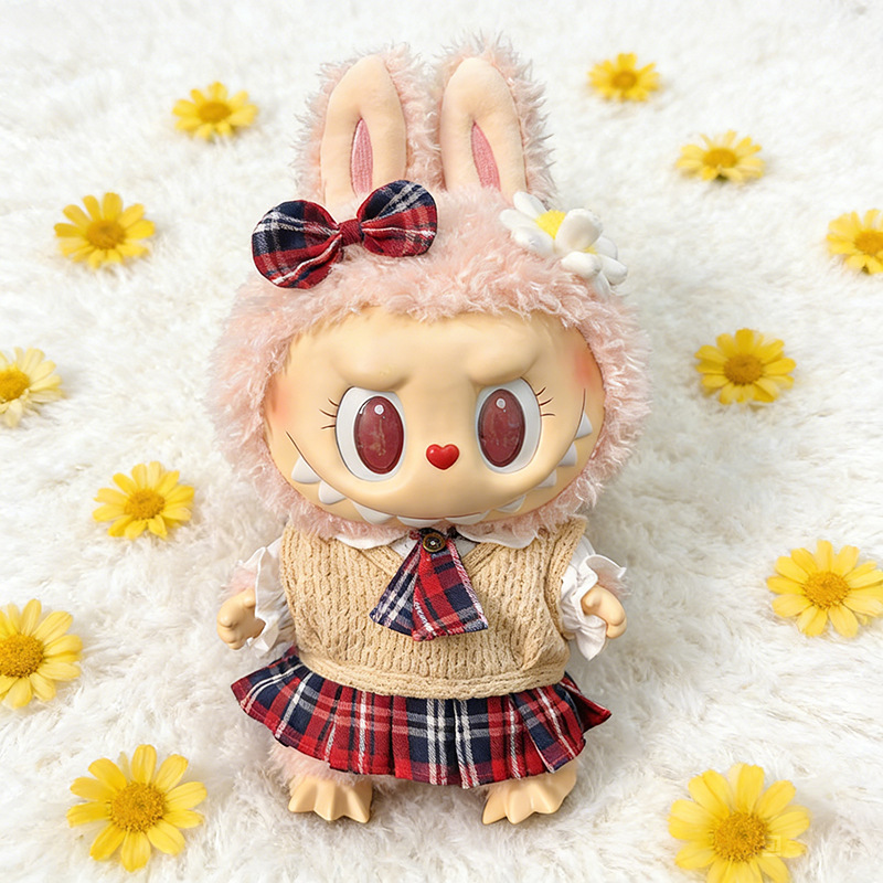 Ropa de muñeca de peluche de vinilo Labubu de 38cm para ropa de muñeca La Bu Time to Chill