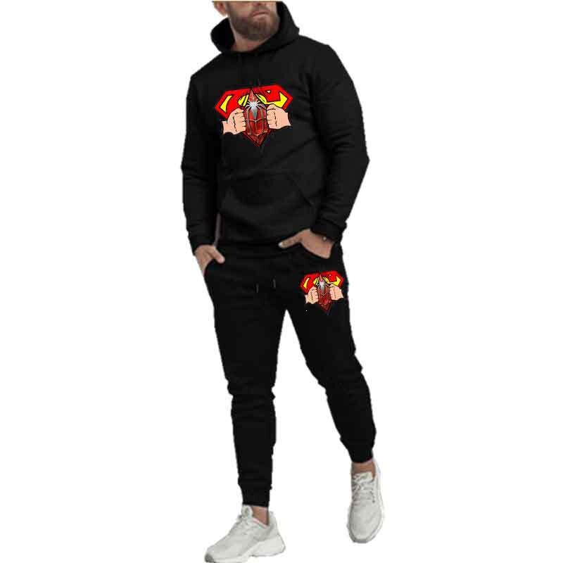 Men's Casual 2-Piece Set Creative Printed Sweatshirt Streetwear Sports Suit Hoodie Top Slim Fit Pants Fashionable Men's Casual 2-Piece Set Creative Printed Sweatshirt Streetwear Sports Suit Hoodie Top Slim Fit Pants Fashionable