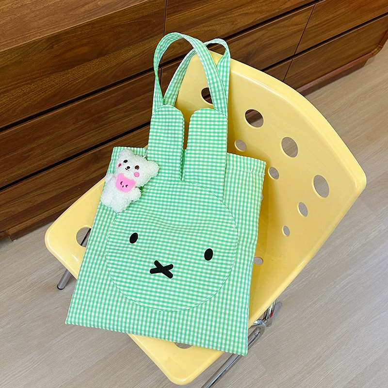 2025 новый модный милый клетчатый Miffy кролик одних плеч сумка-шопер вместительная городская повседневная сумка для покупок