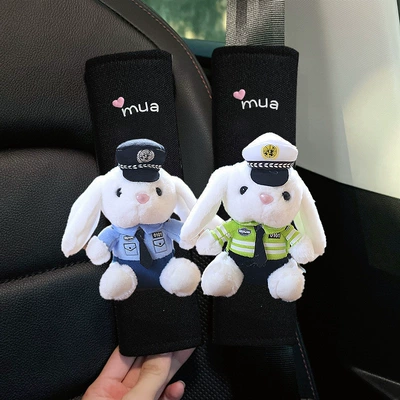 Seat belt shoulder pad, girls cute cute pet traffic - safe-symphony-little-rabbit-blue-green-uniform-ice-silk-seat-belt-shoulder-pads-pair