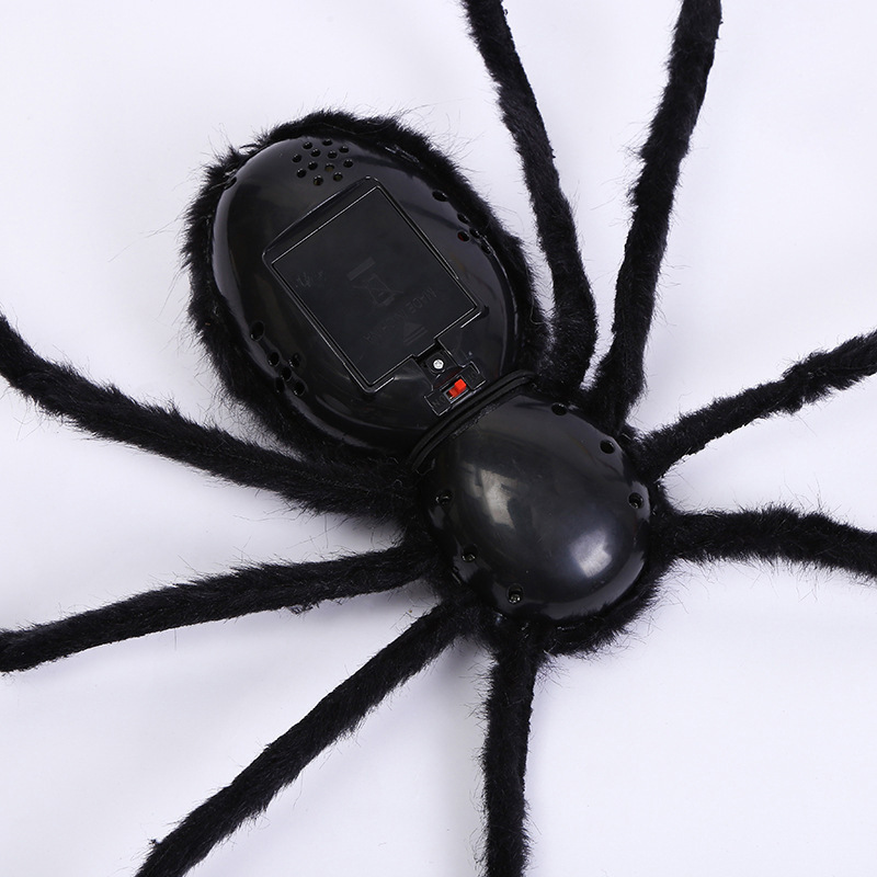 Cross-border Halloween eléctrico negro gran araña 125cm control de voz vibración luz araña Halloween horror decoración araña
