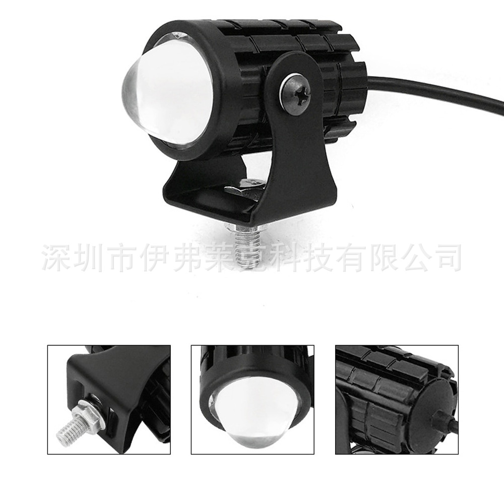 Locomotora de motocicleta transfronteriza lente de dos colores externa pequeña pistola de acero proyector LED Faro de dos colores lejos y cerca de la luz