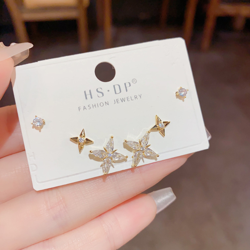 1 Set Quantity 1 Set Simple Style Star Copper 14K Gold Plated Ear Studs
