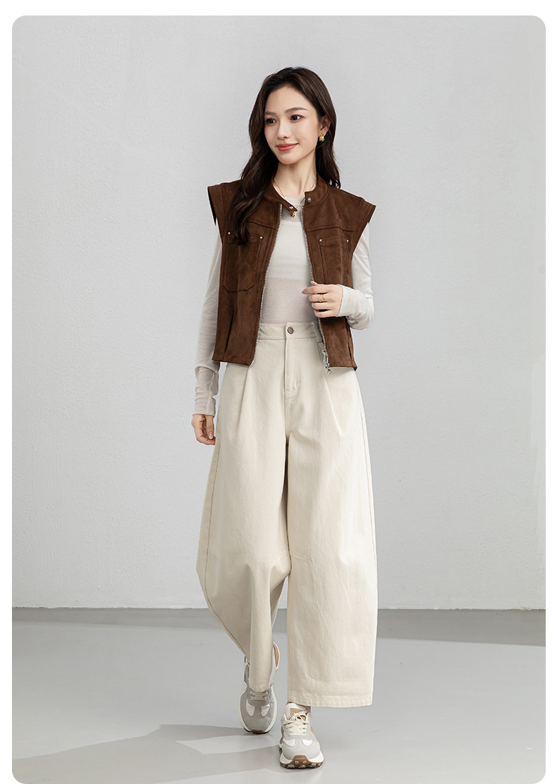 Quần culottes nữ ống rộng cạp cao dáng balloon form rộng — Màu khói chi tiết 22