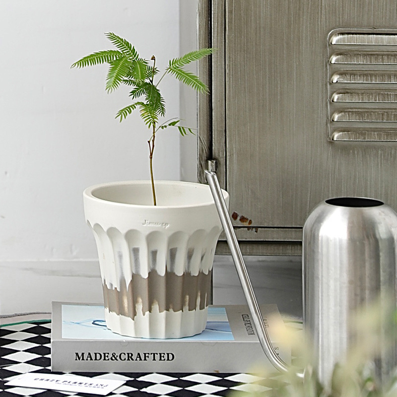 Cream Style Ceramic Flower Pot Nordic Ins Mixed Color Crude Pottery Pot Simple Creative Home High-grade Phalaenopsis Pot