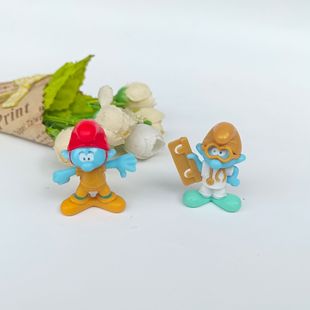 Two Assembled Blue Little Man Elf Foreign Trade Tailstock Children's Toys Cartoon Animation Periphery