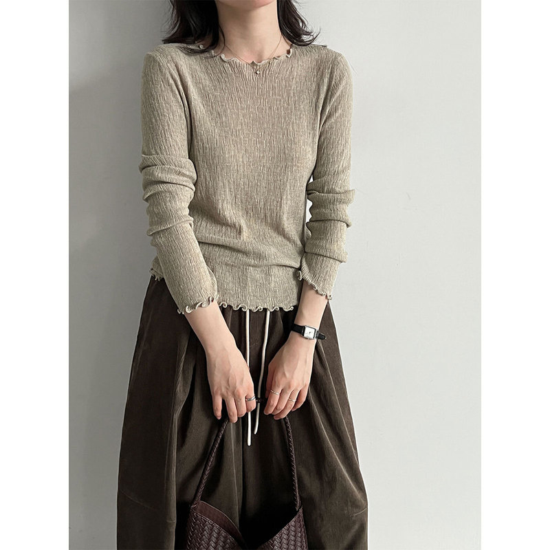 Lusih Korean-style wool knit long-sleeve base shirt for women, autumn commuter versatile inner top ss1091