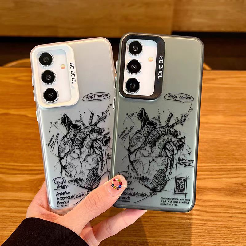 Suitable for Samsung A55 35 A56 Mobile Phone Case S24Ultra Heart Sketch S23/Note20Ultra/25