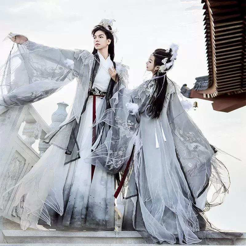 Hanxu оригинальная династия Хань Вэй и Цзинь в национальном стиле длиной до талии пара CP [He Ming Jiu Xiu] в том же стиле для боевых искусств для мужчин и женщин