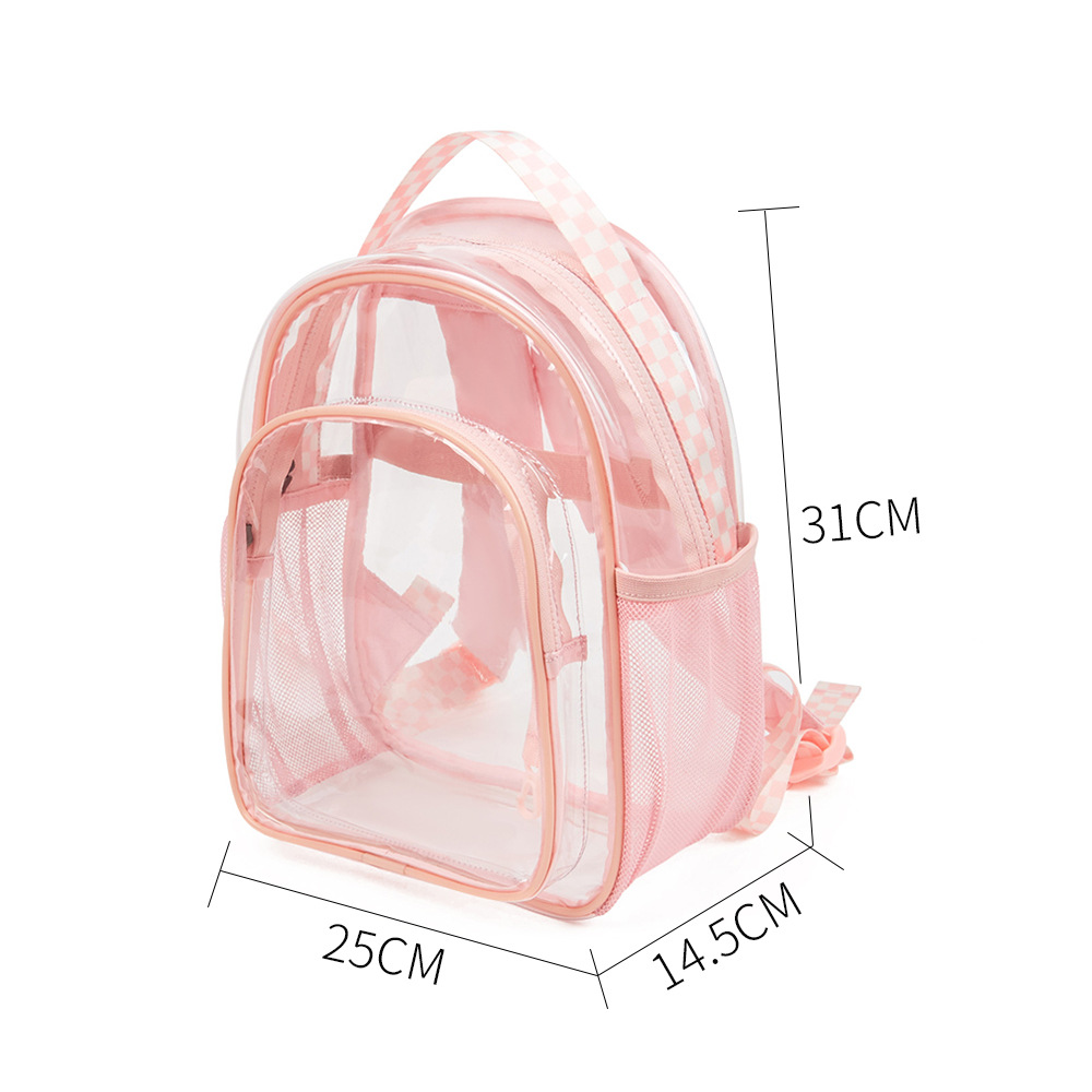 Mochila transparente Mujer estudiante de secundaria mochila impermeable de gran capacidad portátil mochila de jalea de PVC con capa intermedia