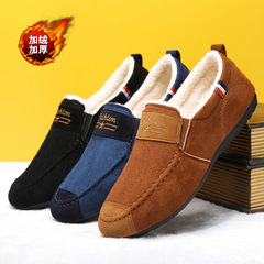 Men's shoes, autumn and winter velvet bean shoes, men's Korean version, versatile old Beijing cloth shoes, men's casual shoes, work shoes for men