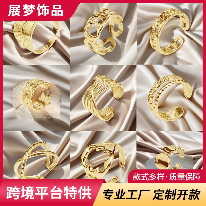 Кольцо из титановой стали, доступная роскошь, высококачественное открывающееся кольцо с давлением масла в стиле ретро, ​​регулируемое дизайнерское кольцо из нержавеющей стали для женщин