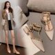 Sandals Women's Summer 2025 New Flat Pointed Fairy Style Rivet High Heels with Buckle Women's Thick Heel Shoes