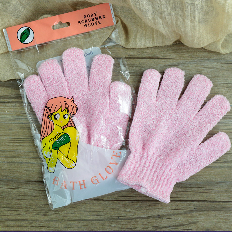 Hotel guantes de nylon toallas cinco dedos utensilios de baño de doble cara guantes de baño para el hogar