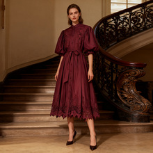 欧美跨境气质知性风长裙2025秋季新款设计感显瘦高级感连衣裙女装