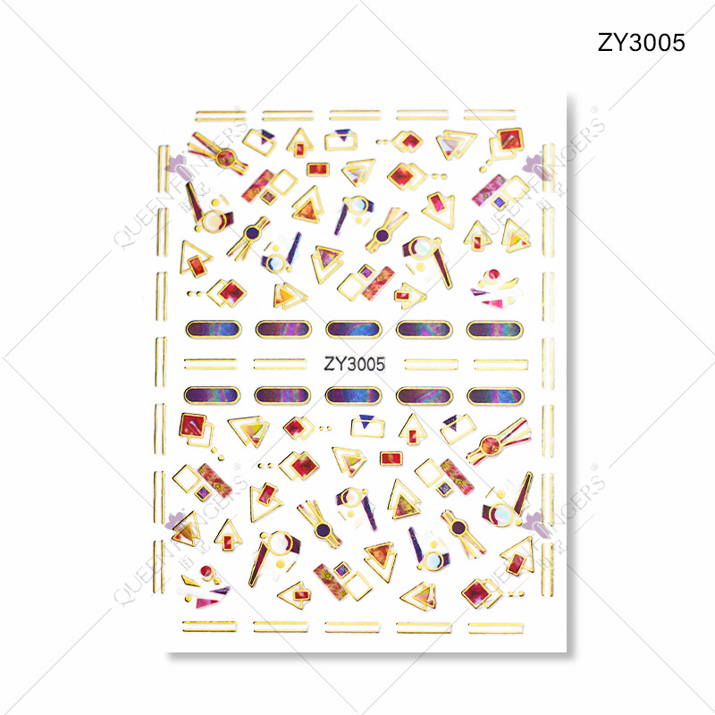 Concubina joyería de uñas geométrico universo planeta gilding DIY pegatinas de uñas Moon Gem 3D pegatinas de uñas adhesivas