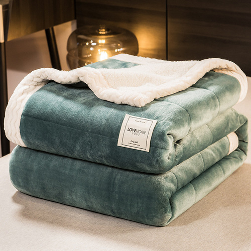Three-layer quilt with hollow cotton for warmth and leisure, suitable for napping, corporate gifts, thickened milk velvet blanket