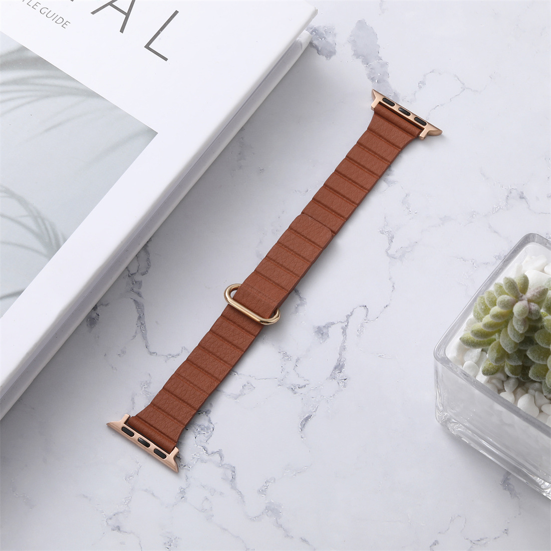 25g Weight Apple Smart Watch Magnetic Strap Classification Microfiber Leather Material Solid Color Pattern Casual, Fashion style Style Casual Fashion Style Solid Color Apple Smart Watch Magnetic Strap 4