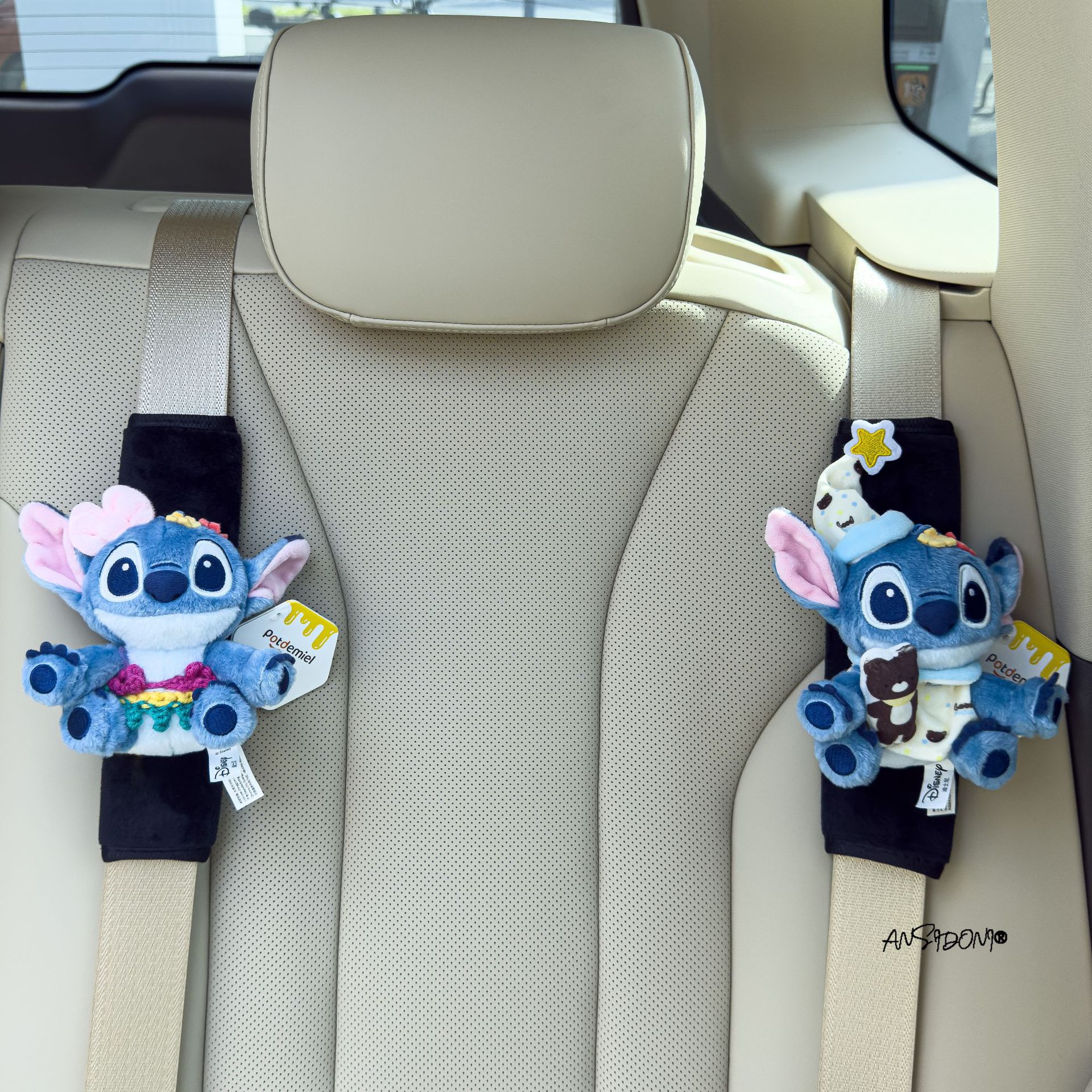 Authentic Lilo and Stitch Doll Car Seat Belt Shoulder Cover Decorative Car Accessories Anti-Stranglehold Car Accessories